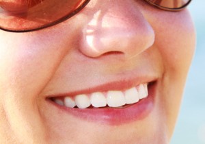 a woman smiling